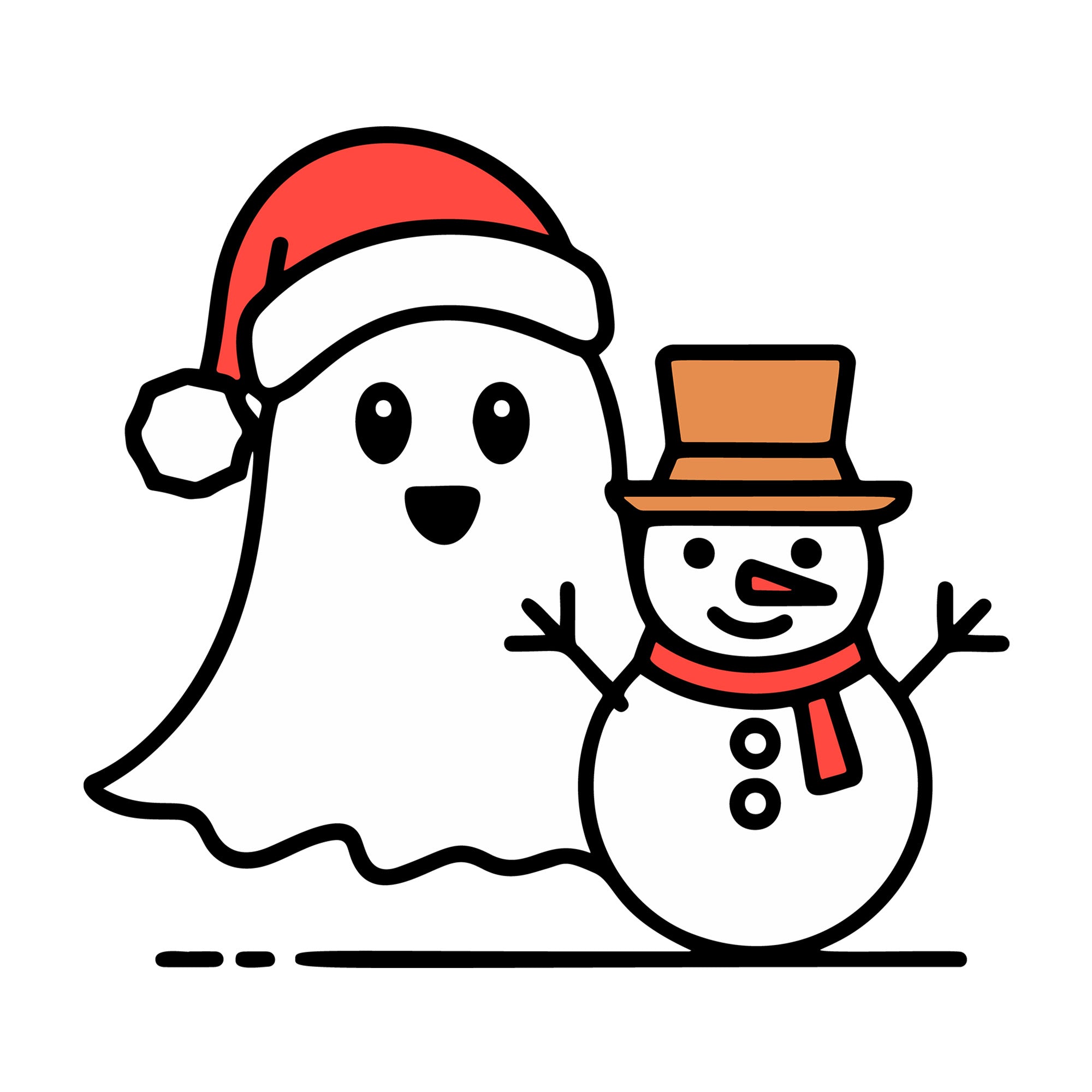 Cute Christmas Ghost with Snowman SVG design for Cricut, Silhouette, laser cutting, vinyl, sublimation, and craft projects.
