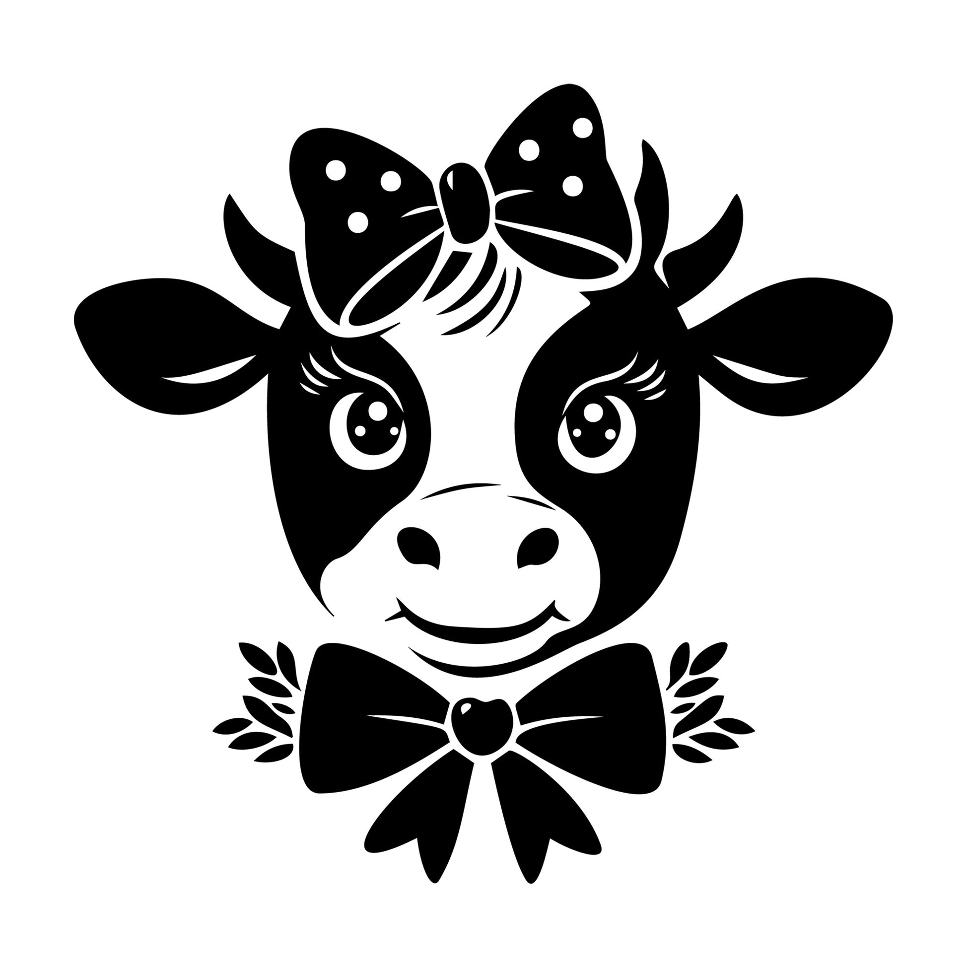 Cute Cow Silhouette SVG design for Cricut, Silhouette, laser cutting, vinyl, sublimation, and craft projects.