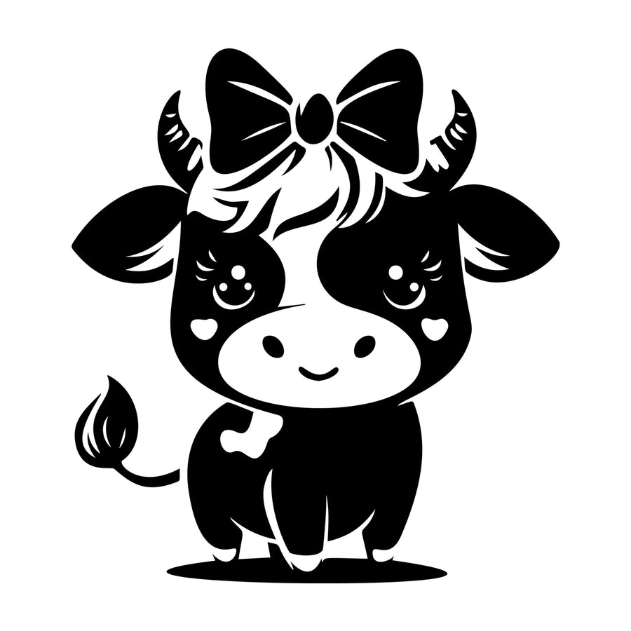 Cute Cow Silhouette SVG design for Cricut, Silhouette, laser cutting, vinyl, sublimation, and craft projects.