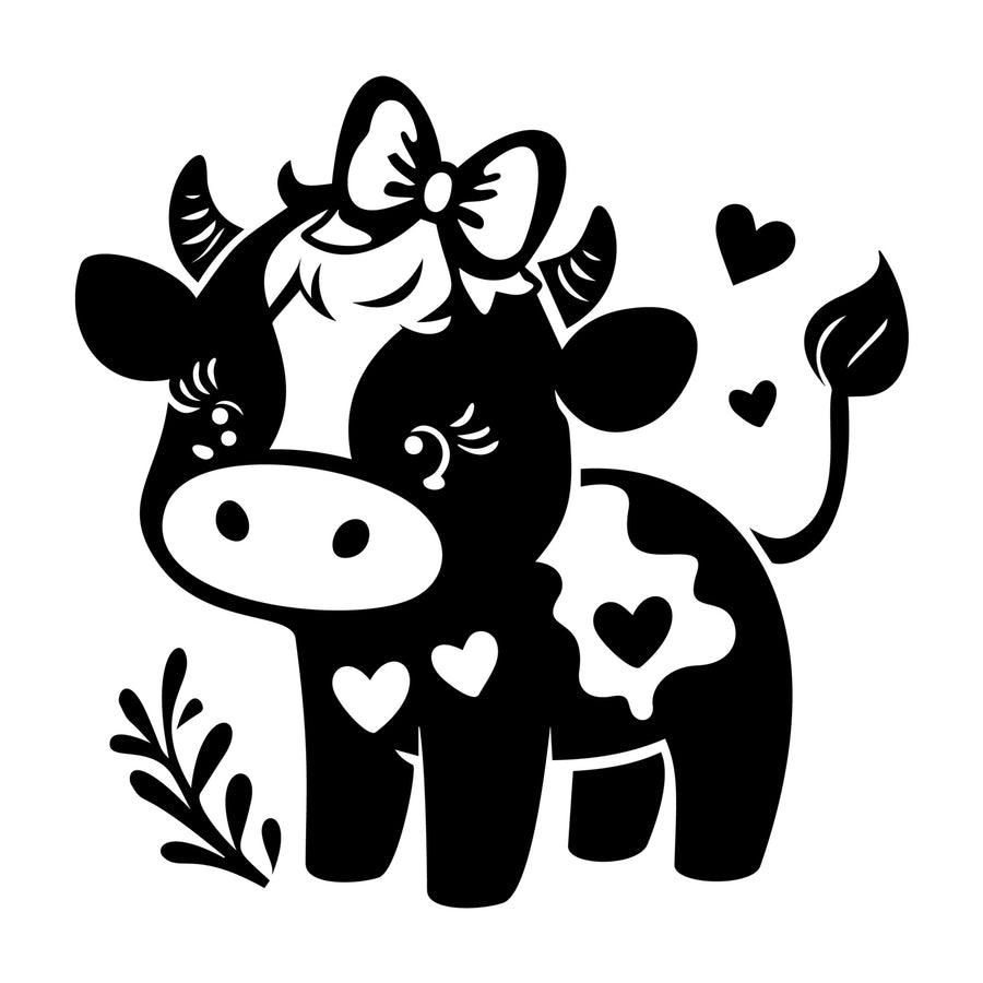 Cute Cow Silhouette SVG design for Cricut, Silhouette, laser cutting, vinyl, sublimation, and craft projects.