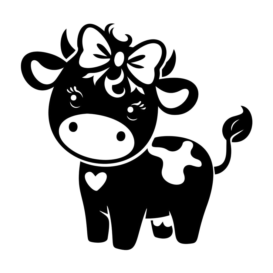 Cute Cow Silhouette SVG design for Cricut, Silhouette, laser cutting, vinyl, sublimation, and craft projects.