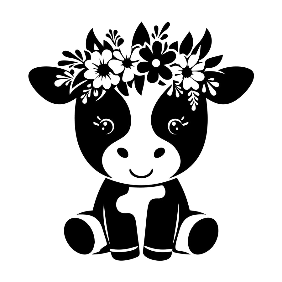 Cute Cow Silhouette SVG design for Cricut, Silhouette, laser cutting, vinyl, sublimation, and craft projects.