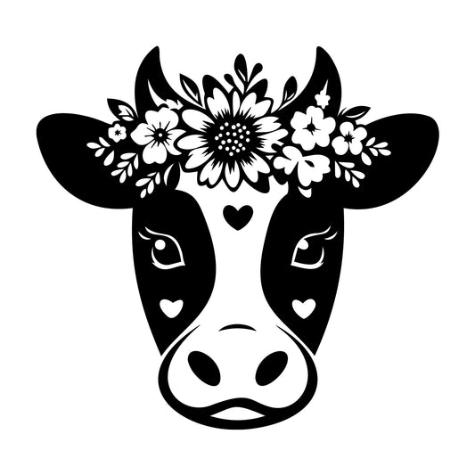 Cute Cow Silhouette SVG design for Cricut, Silhouette, laser cutting, vinyl, sublimation, and craft projects.