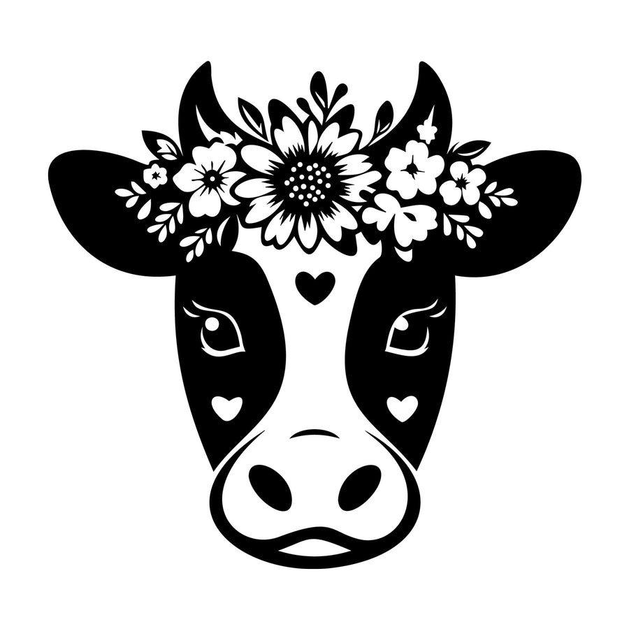 Cute Cow Silhouette SVG design for Cricut, Silhouette, laser cutting, vinyl, sublimation, and craft projects.