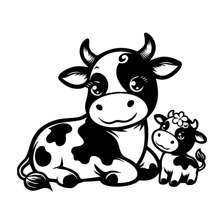 Cute Cow Silhouette SVG design for Cricut, Silhouette, laser cutting, vinyl, sublimation, and craft projects.