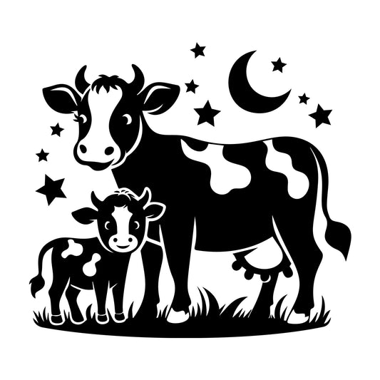 Cute Cow Silhouette SVG design for Cricut, Silhouette, laser cutting, vinyl, sublimation, and craft projects.