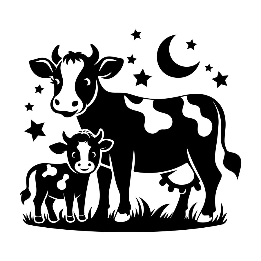 Cute Cow Silhouette SVG design for Cricut, Silhouette, laser cutting, vinyl, sublimation, and craft projects.