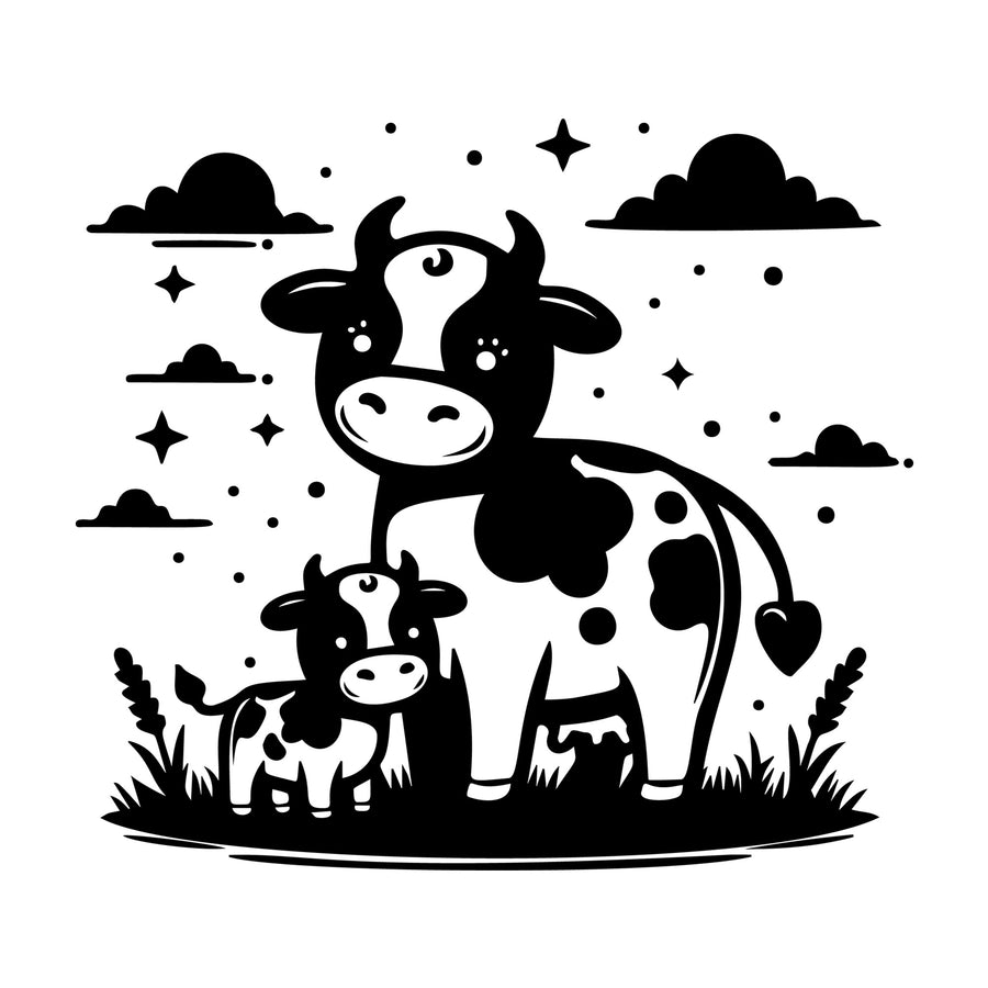 Cute Cow Silhouette SVG design for Cricut, Silhouette, laser cutting, vinyl, sublimation, and craft projects.