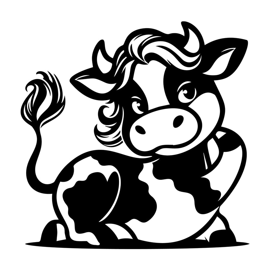 Cute Cow Silhouette SVG design for Cricut, Silhouette, laser cutting, vinyl, sublimation, and craft projects.