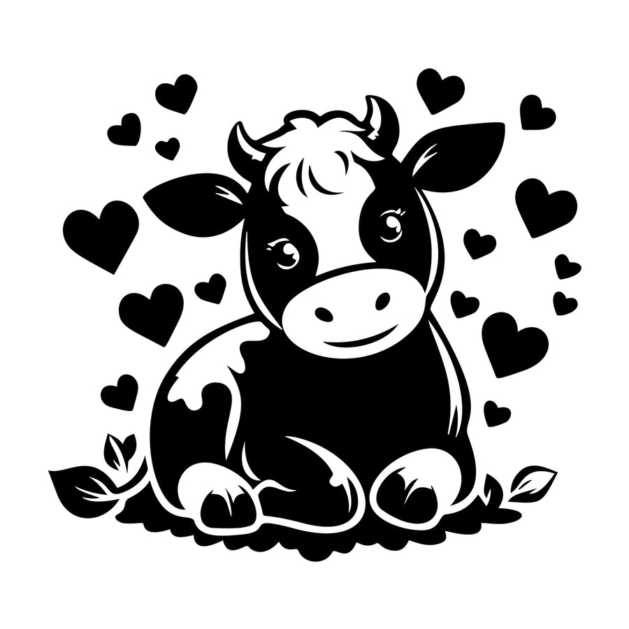 Cute Cow Silhouette SVG design for Cricut, Silhouette, laser cutting, vinyl, sublimation, and craft projects.