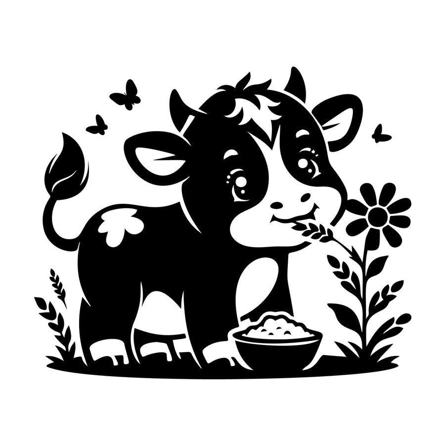 Cute Cow Silhouette SVG design for Cricut, Silhouette, laser cutting, vinyl, sublimation, and craft projects.
