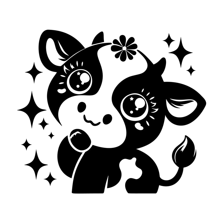 Cute Cow Silhouette SVG design for Cricut, Silhouette, laser cutting, vinyl, sublimation, and craft projects.