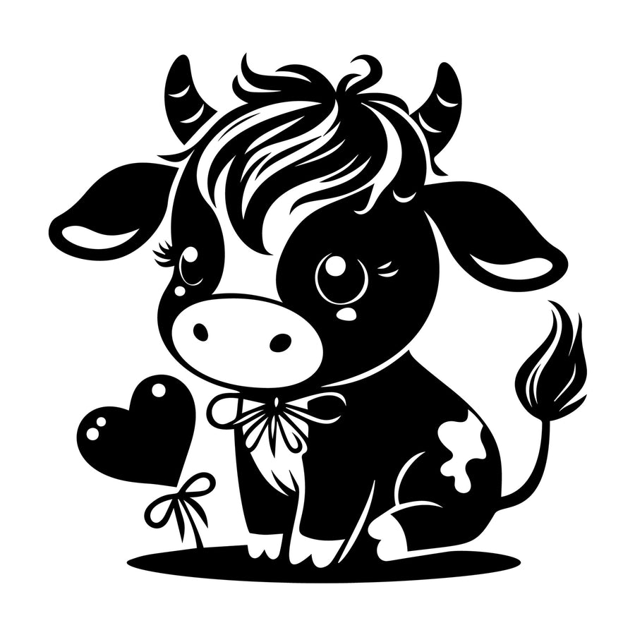 Cute Cow Silhouette SVG design for Cricut, Silhouette, laser cutting, vinyl, sublimation, and craft projects.