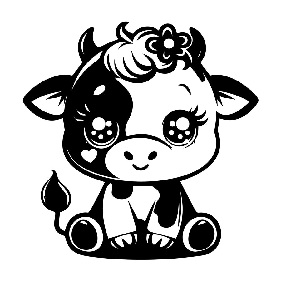 Cute Cow Silhouette SVG design for Cricut, Silhouette, laser cutting, vinyl, sublimation, and craft projects.