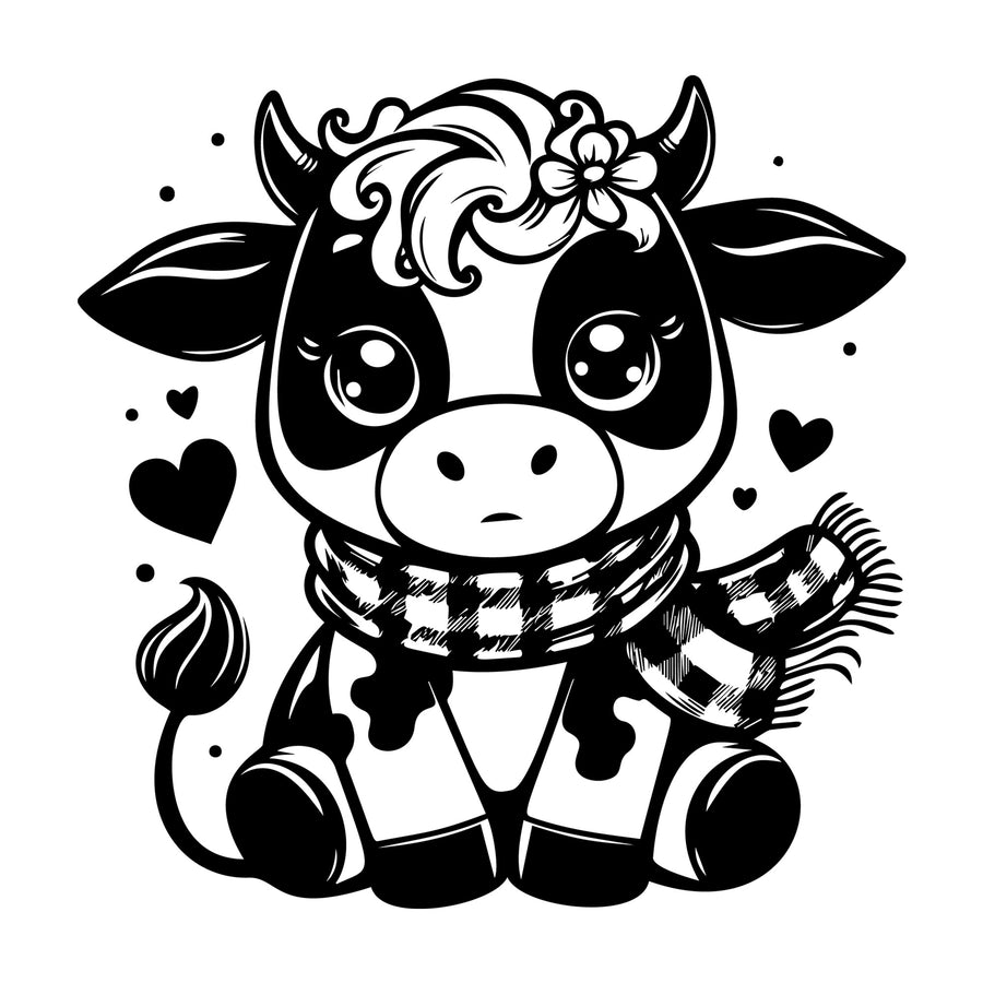 Cute Cow Silhouette SVG design for Cricut, Silhouette, laser cutting, vinyl, sublimation, and craft projects.