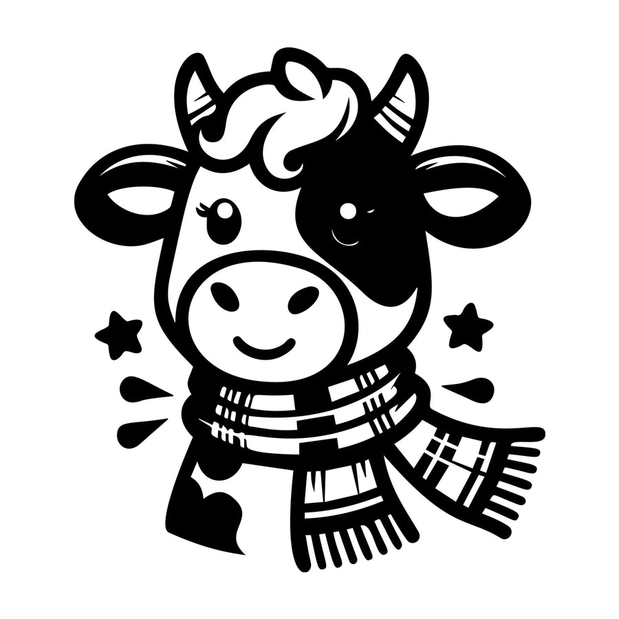 Cute Cow Silhouette SVG design for Cricut, Silhouette, laser cutting, vinyl, sublimation, and craft projects.