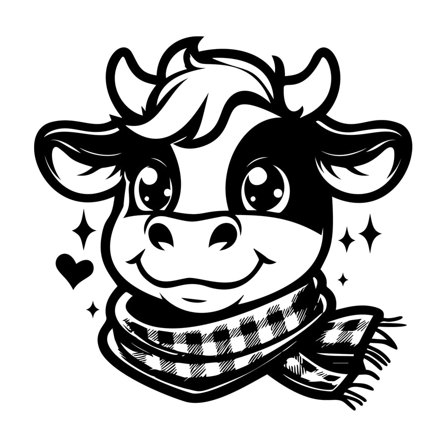 Cute Cow Silhouette SVG design for Cricut, Silhouette, laser cutting, vinyl, sublimation, and craft projects.