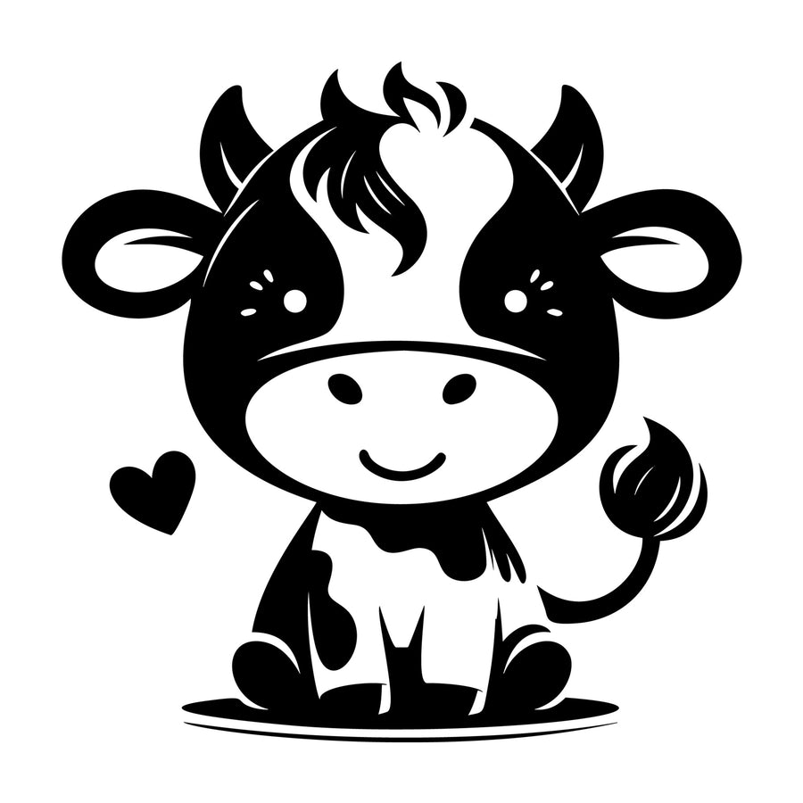 Cute Cow Silhouette SVG design for Cricut, Silhouette, laser cutting, vinyl, sublimation, and craft projects.