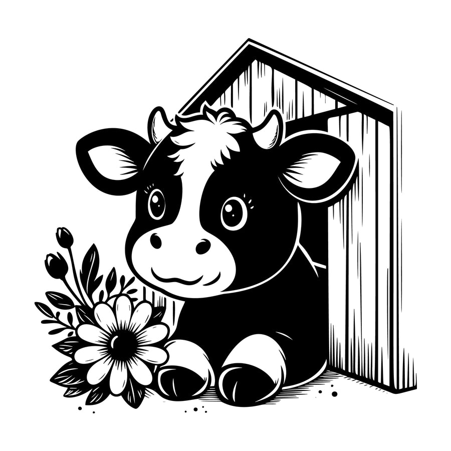 Cute Cow Silhouette SVG design for Cricut, Silhouette, laser cutting, vinyl, sublimation, and craft projects.