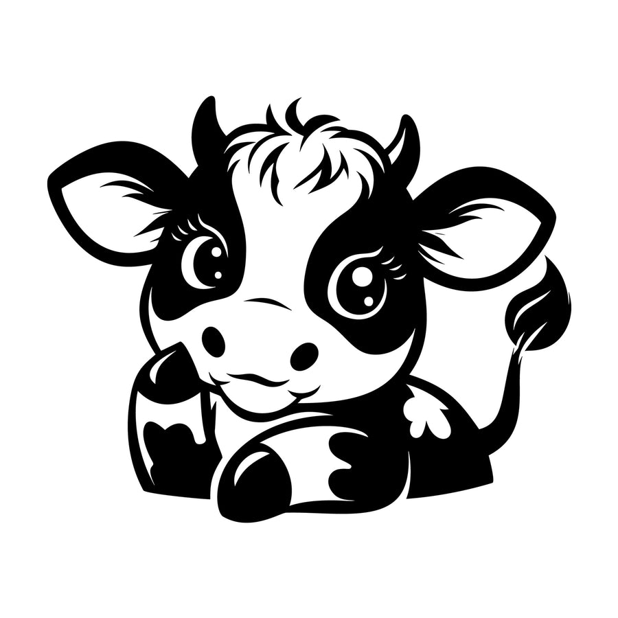Cute Cow Silhouette SVG design for Cricut, Silhouette, laser cutting, vinyl, sublimation, and craft projects.