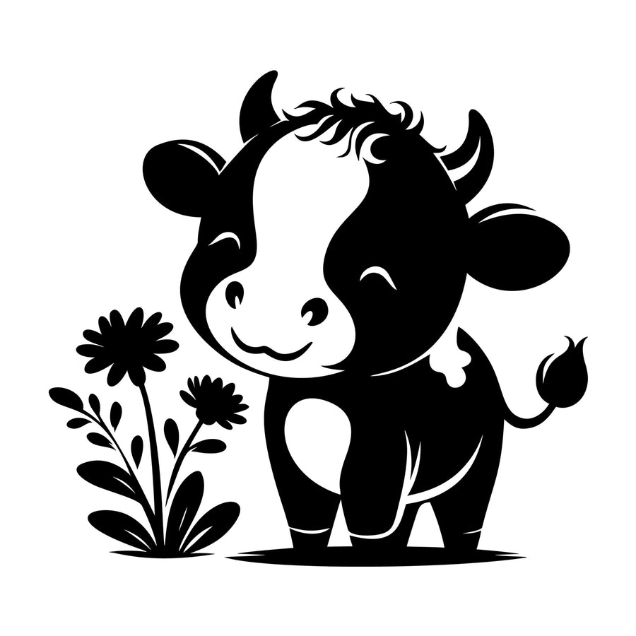 Cute Cow Silhouette SVG design for Cricut, Silhouette, laser cutting, vinyl, sublimation, and craft projects.