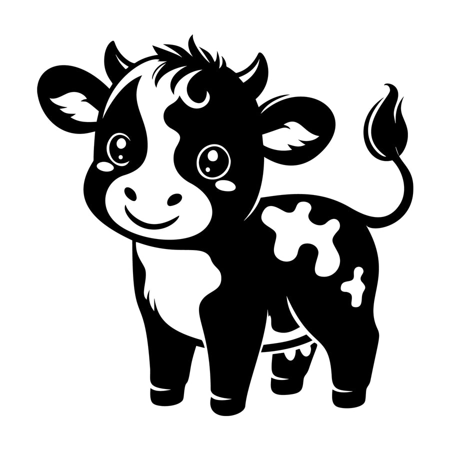 Cute Cow Silhouette SVG design for Cricut, Silhouette, laser cutting, vinyl, sublimation, and craft projects.