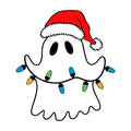 Cute Ghost Holding Christmas Lights SVG design for Cricut, Silhouette, laser cutting, vinyl, sublimation, and craft projects.