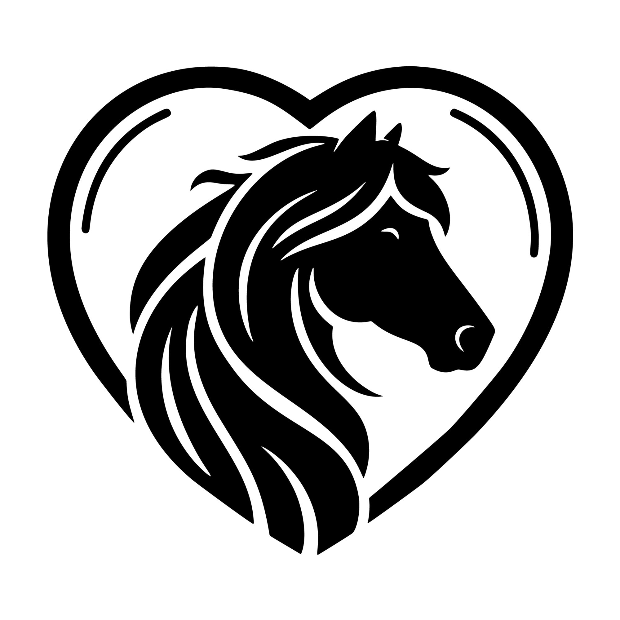 Cute Horse Heart Shape SVG design for Cricut, Silhouette, laser cutting, vinyl, sublimation, and craft projects.