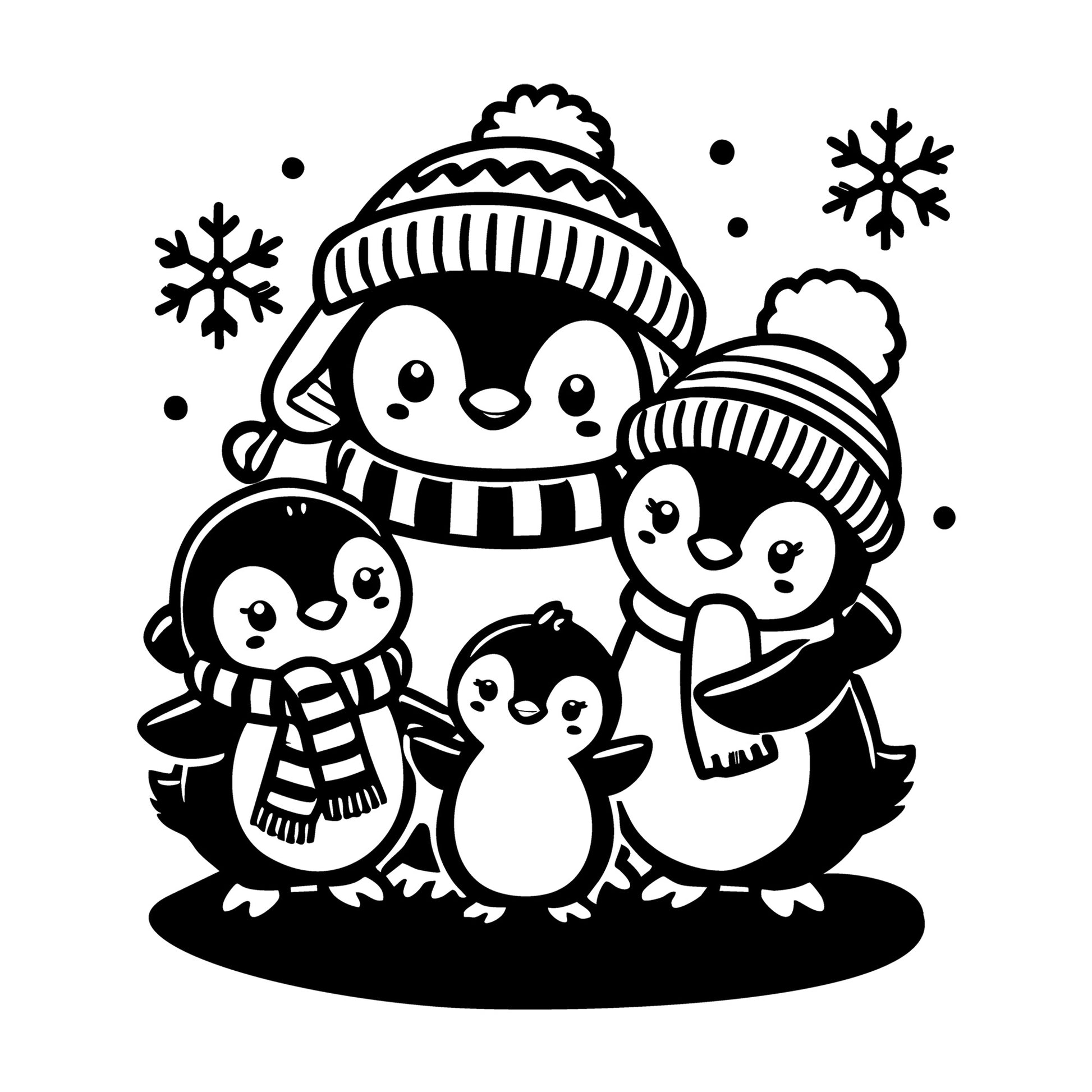 Cute Penguin Family SVG design for Cricut, Silhouette, laser cutting, vinyl, sublimation, and craft projects.