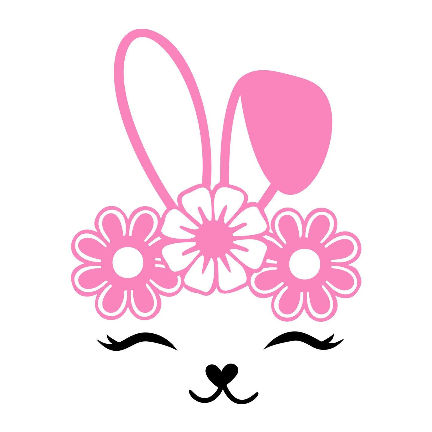 Cute bunny face SVG design for Cricut, Silhouette, laser cutting and Easter crafts.