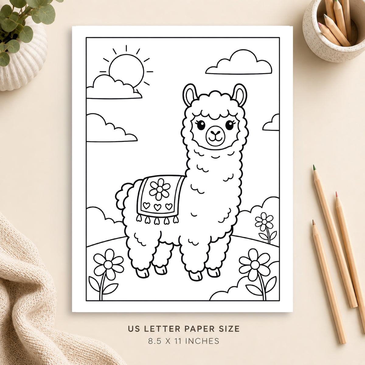 Cute Alpaca Coloring Page 4