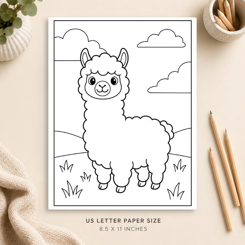 Cute Alpaca Coloring Page 6