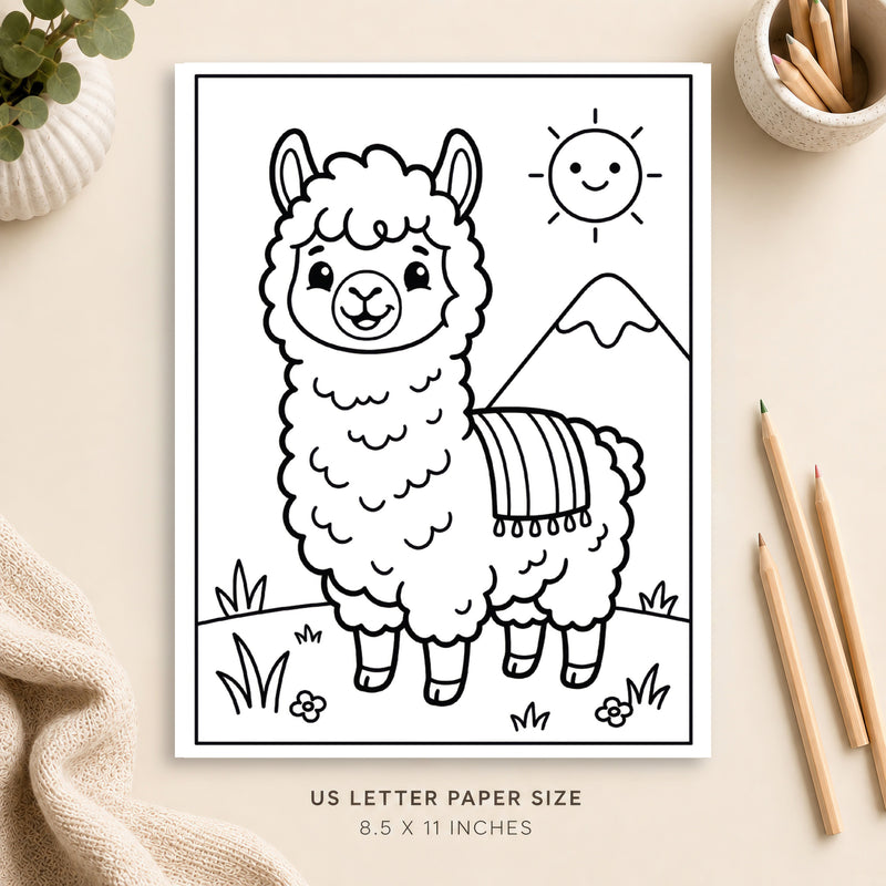 Cute Alpaca Coloring Page 8