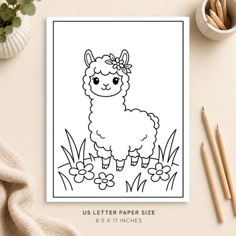 Cute Alpaca Coloring Page 9