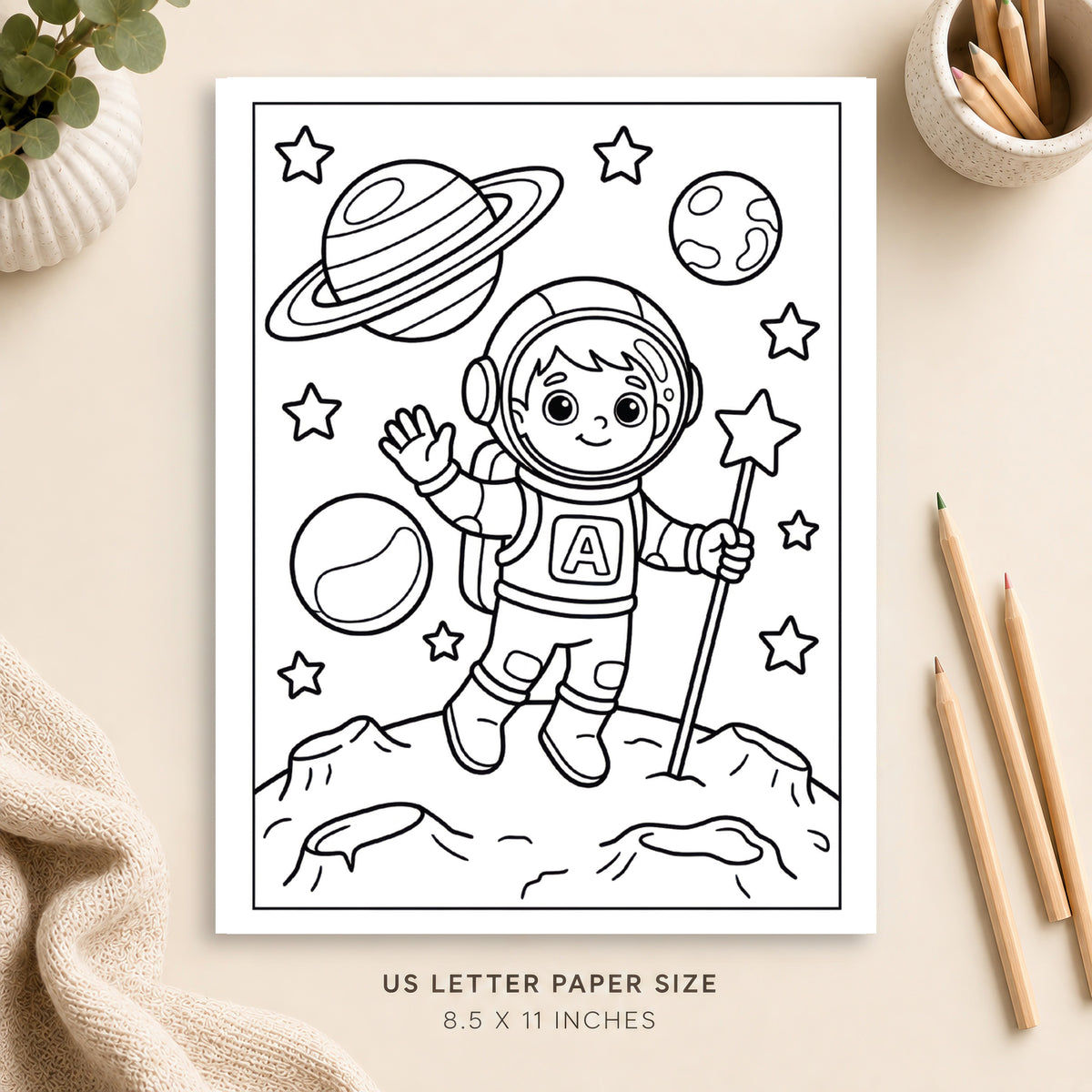 Cute Astronaut Coloring Page 3