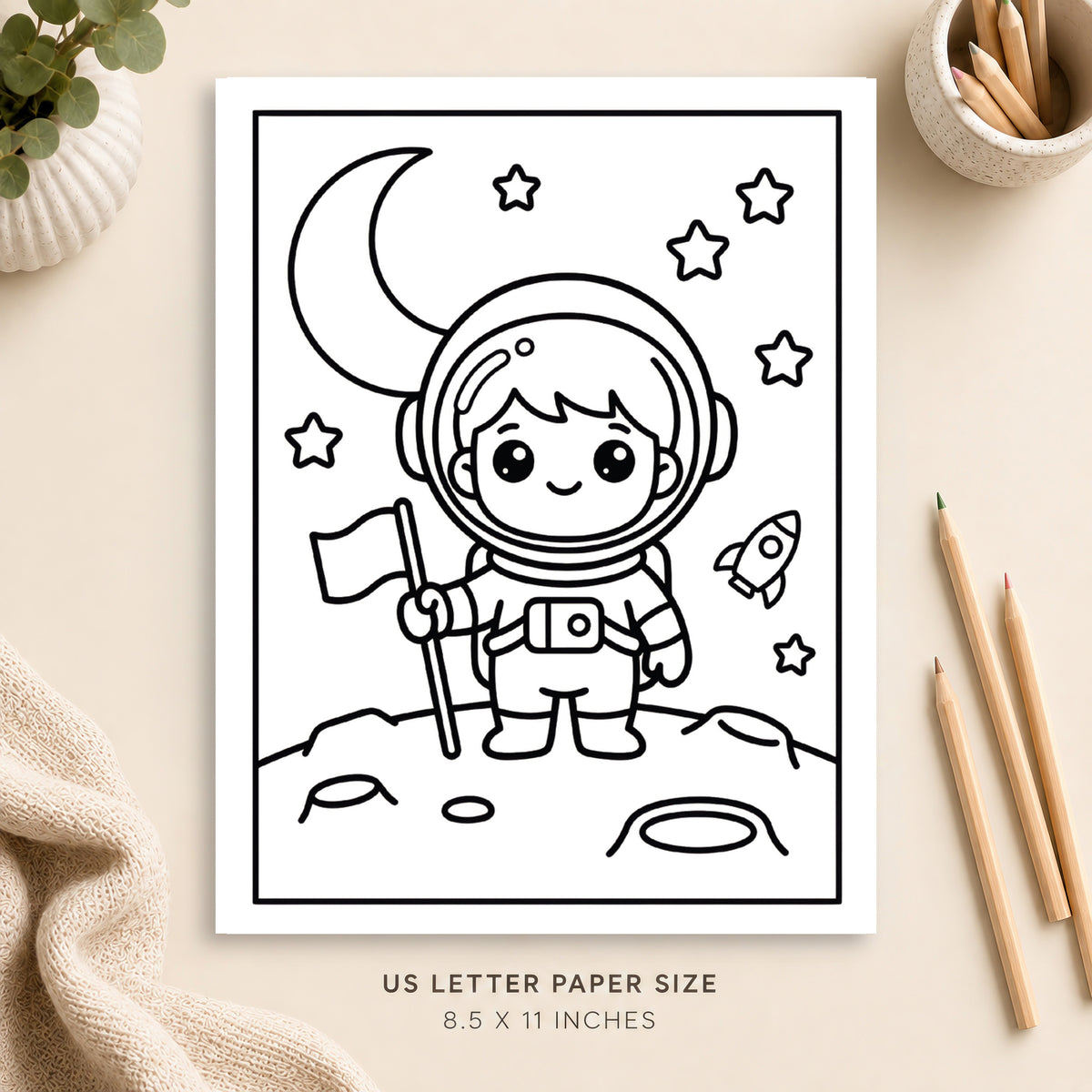 Cute Astronaut Coloring Page 4