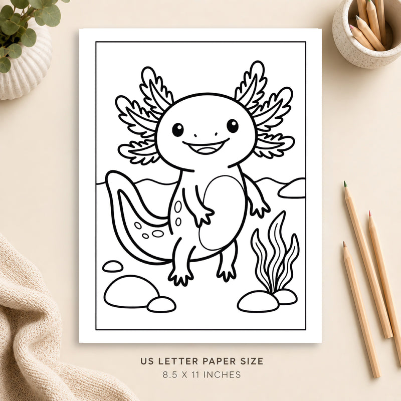 Cute Axolotl Coloring Page 3