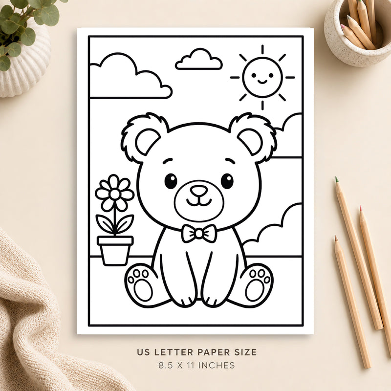 Cute Bear Coloring Page 1