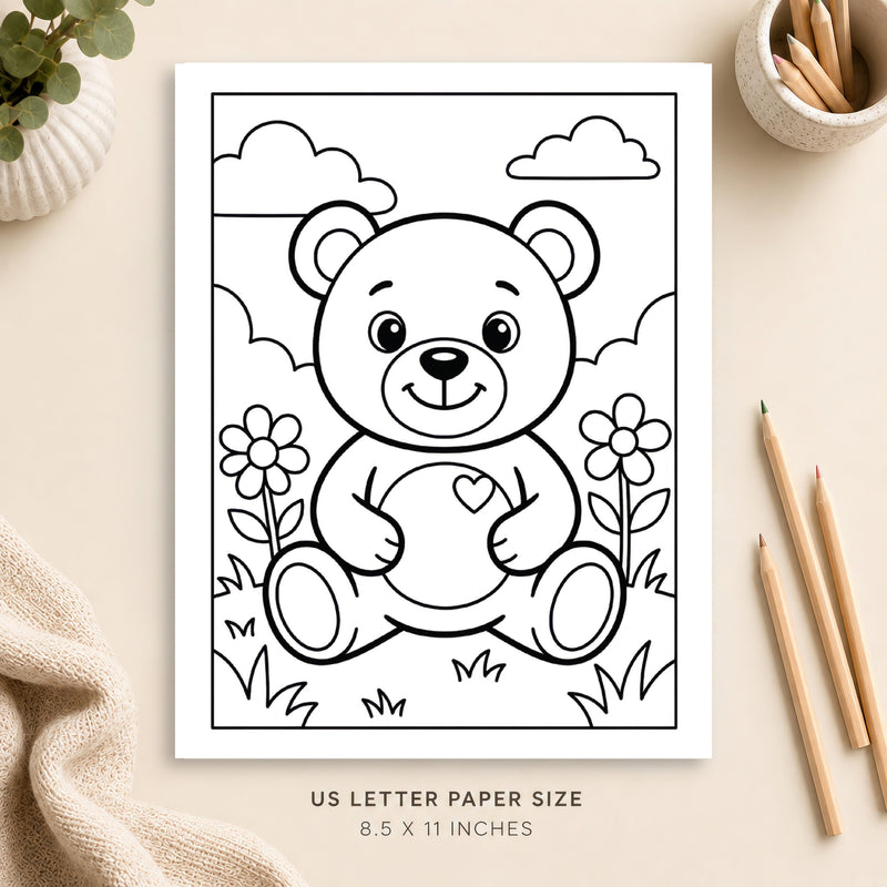 Cute Bear Coloring Page 3