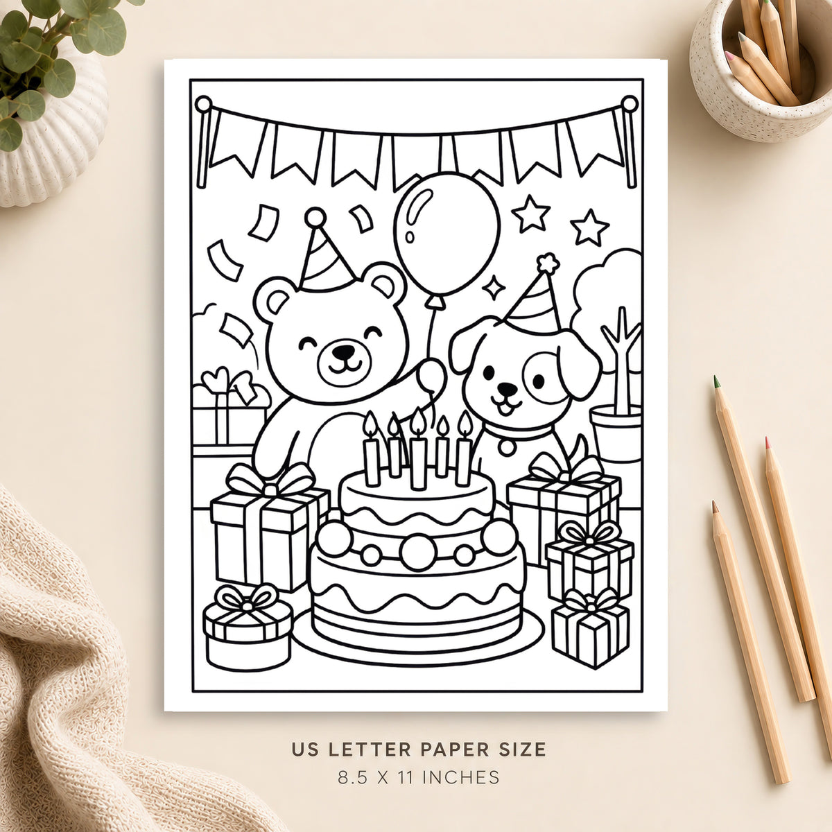 Cute Birthday Party Coloring Page 5