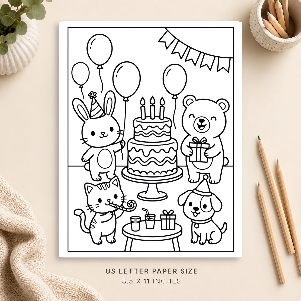 Cute Birthday Party Coloring Page 7