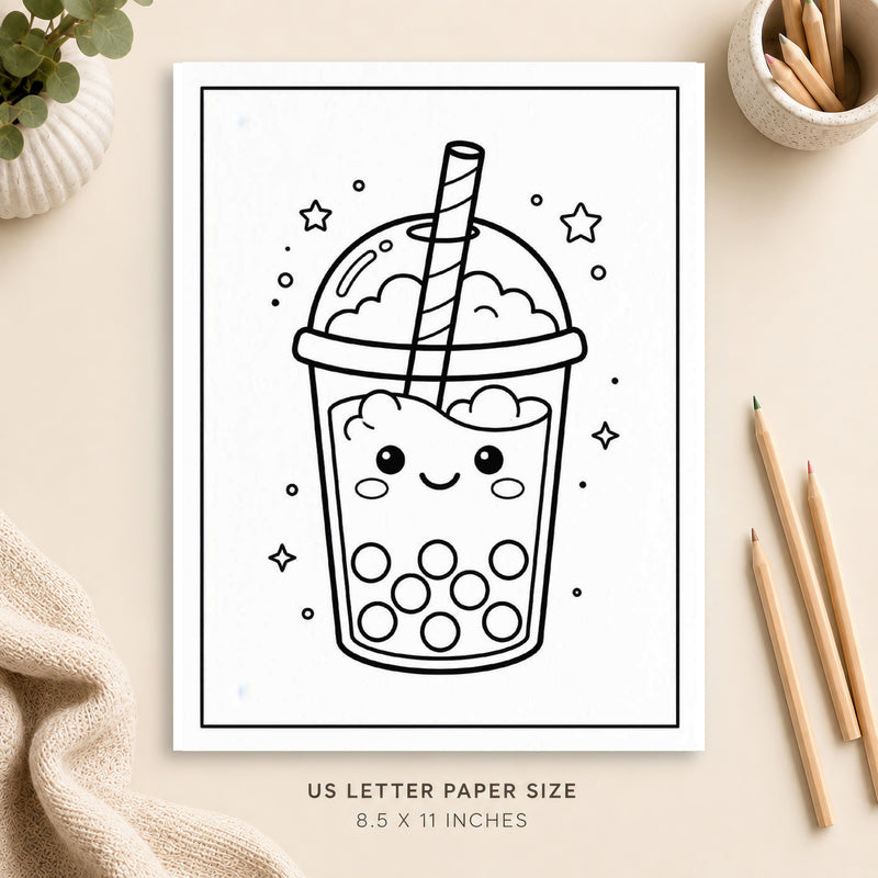 Cute Boba Coloring Page 4