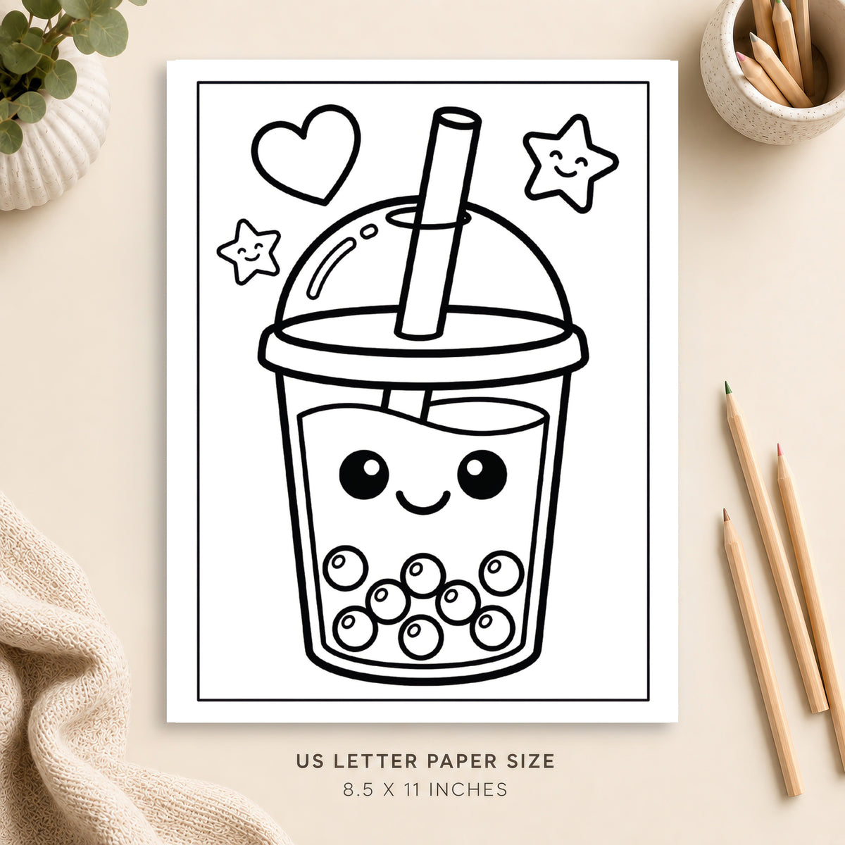 Cute Boba Coloring Page 5