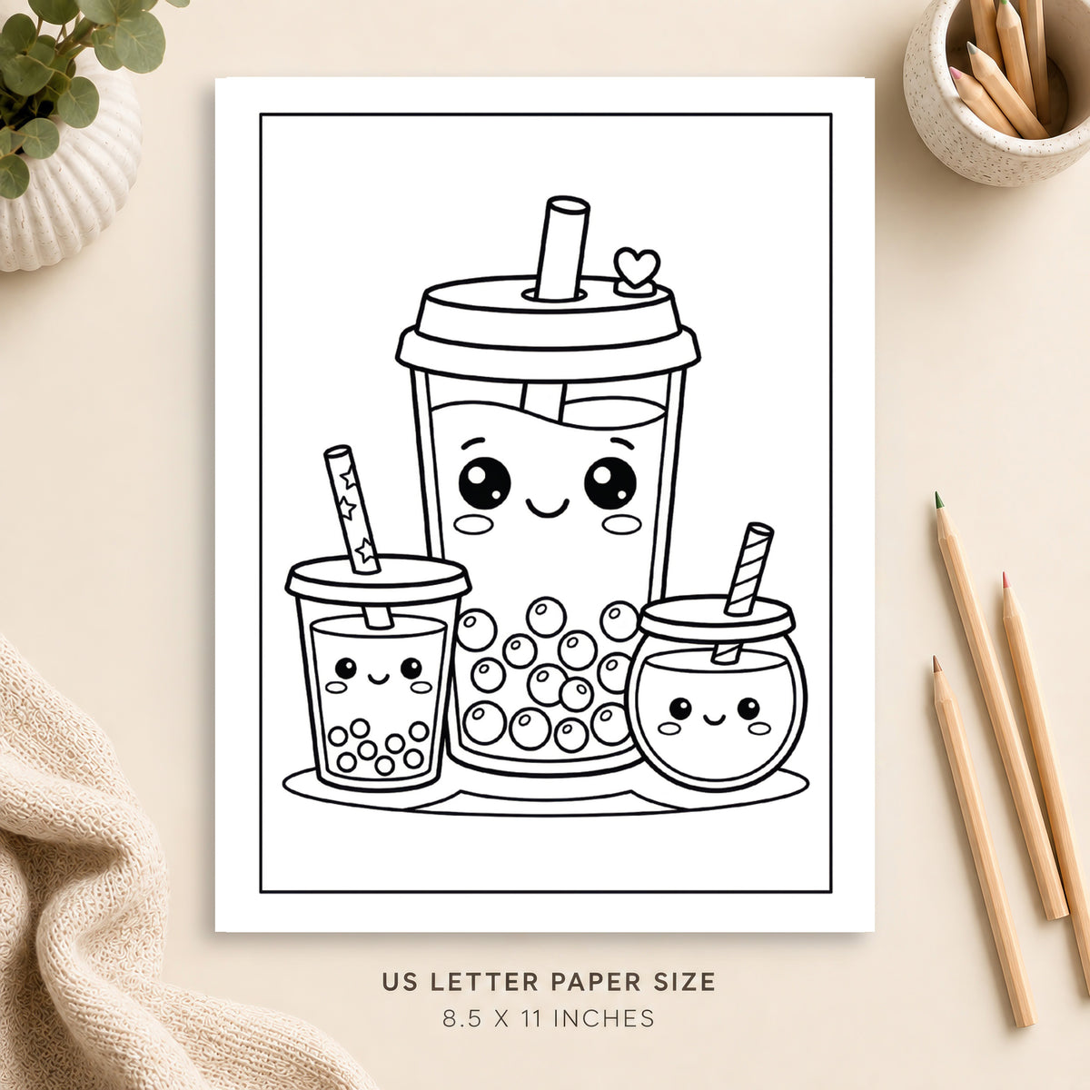 Cute Boba Coloring Page 6