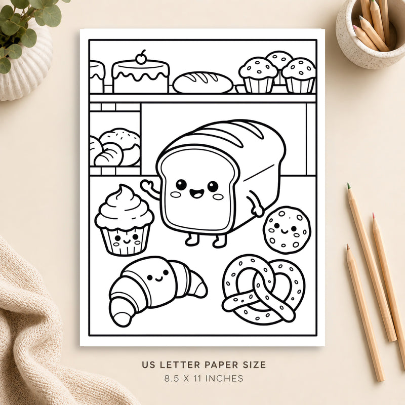 Cute Bread and Bakery Coloring Page 6