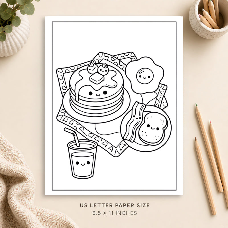 Cute Breakfast Coloring Page 2