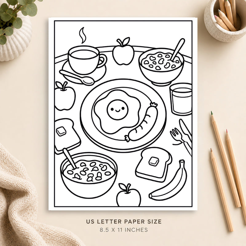 Cute Breakfast Coloring Page 4