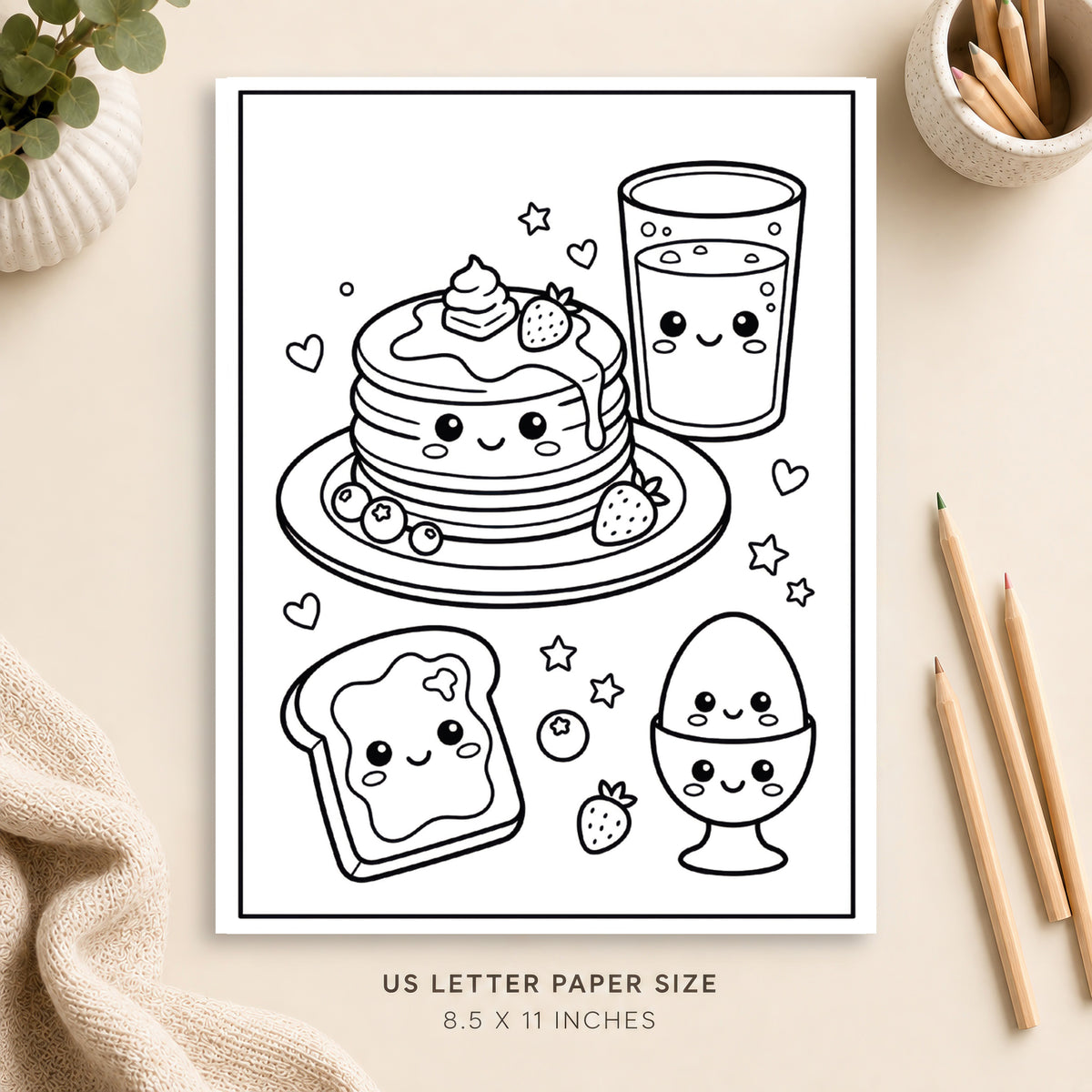 Cute Breakfast Coloring Page 6