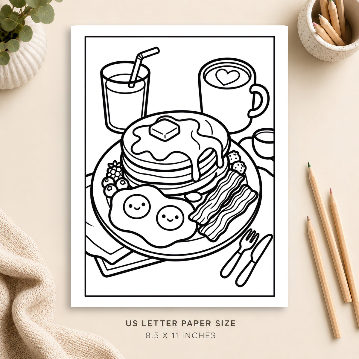 Cute Breakfast Coloring Page 7