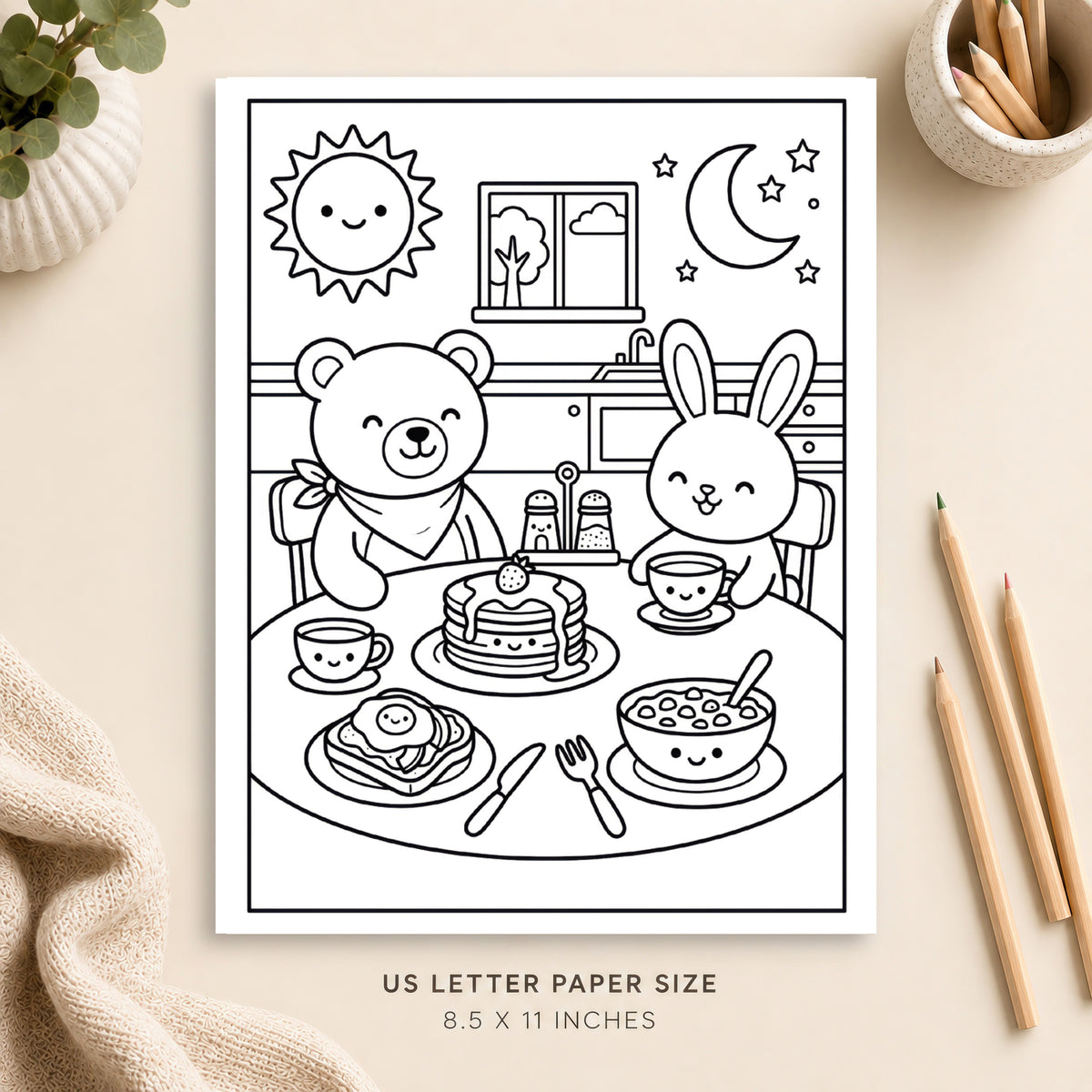 Cute Brunch Coloring Page 1